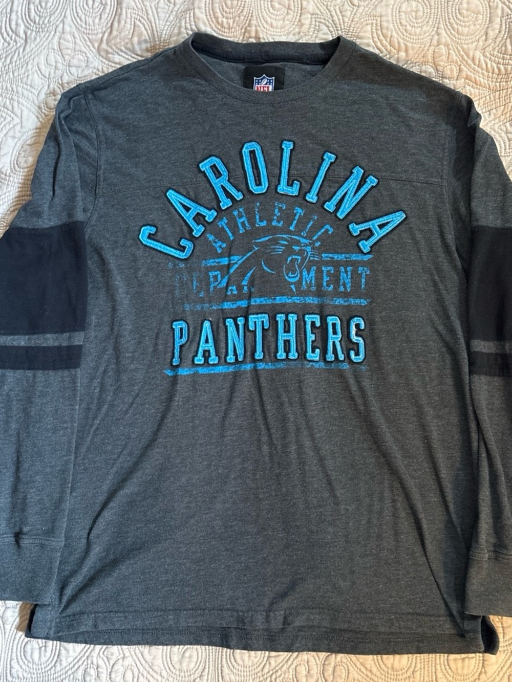 NFL Carolina‎ Panthers Long Sleeve Shirt in Charcoal and Light Blue